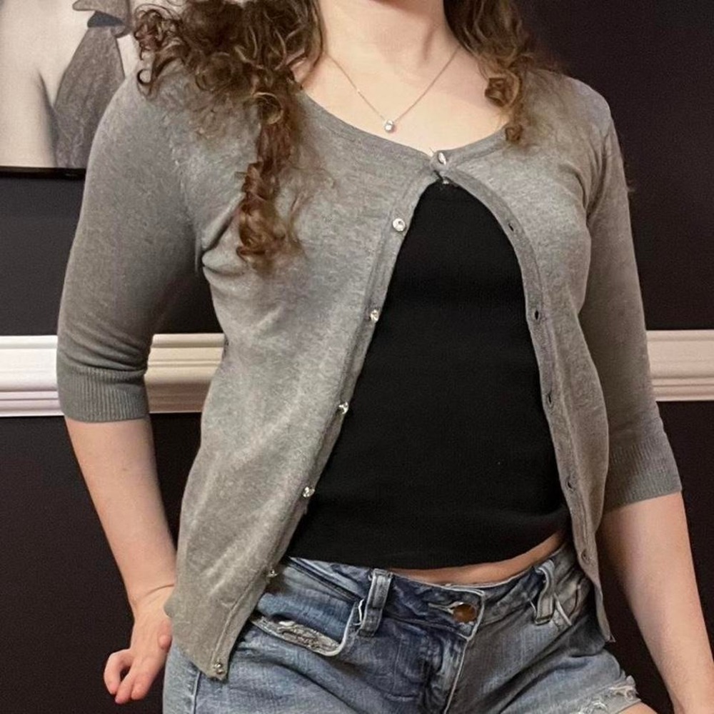 y2k gray lace cardigan small